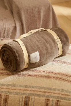 Plaid calentito con pespunte marrón Adel