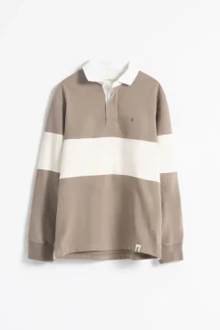 Polo franjas anchas contraste piedra