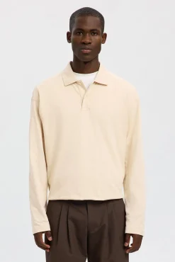 Polo jacquard de manga larga 100% algodón orgánico