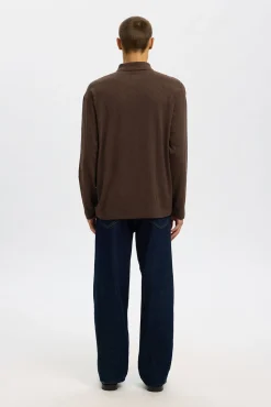 Polo jacquard de manga larga 100% algodón orgánico