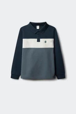 Polo manga larga color block niño