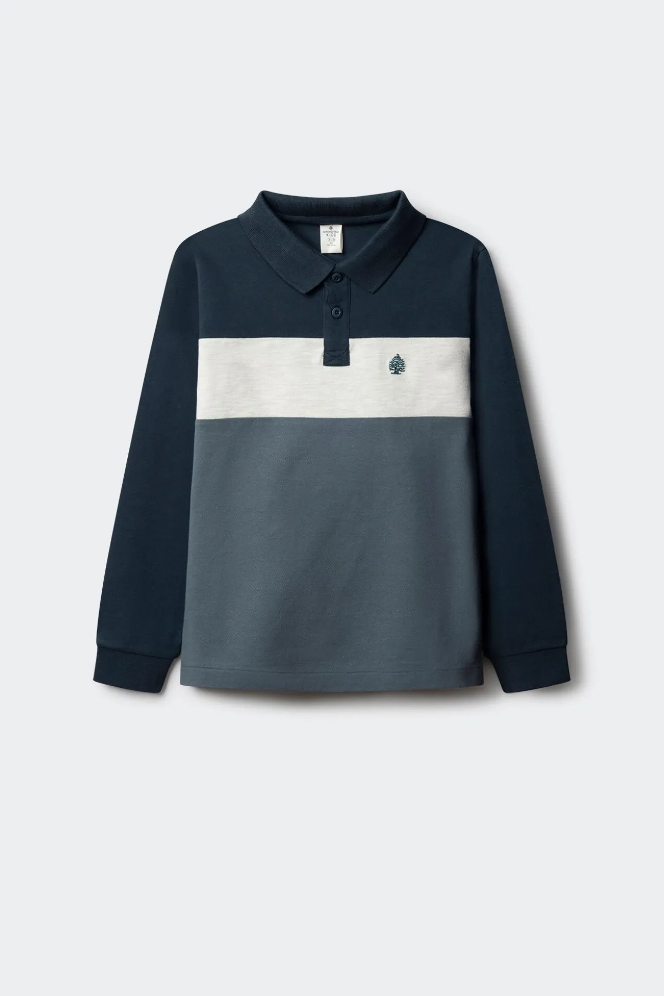 Polo manga larga color block niño