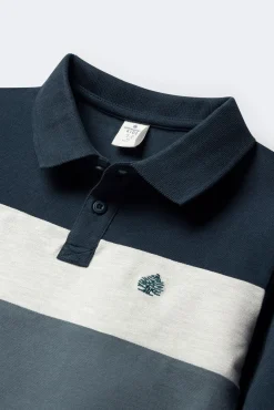 Polo manga larga color block niño