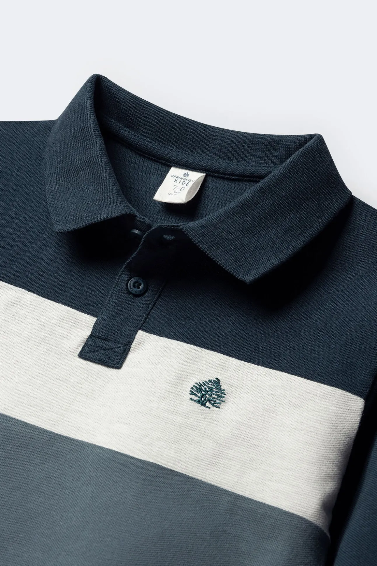 Polo manga larga color block niño