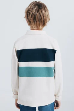 Polo manga larga detalle rayas niño