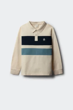 Polo manga larga detalle rayas niño
