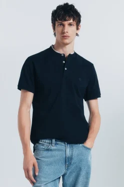 Polo piqué cuello mao slim fit