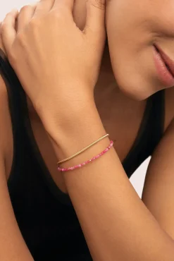 Pulsera Cleopatra Pink Acero Baño Oro
