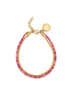 Pulsera Cleopatra Pink Acero Baño Oro