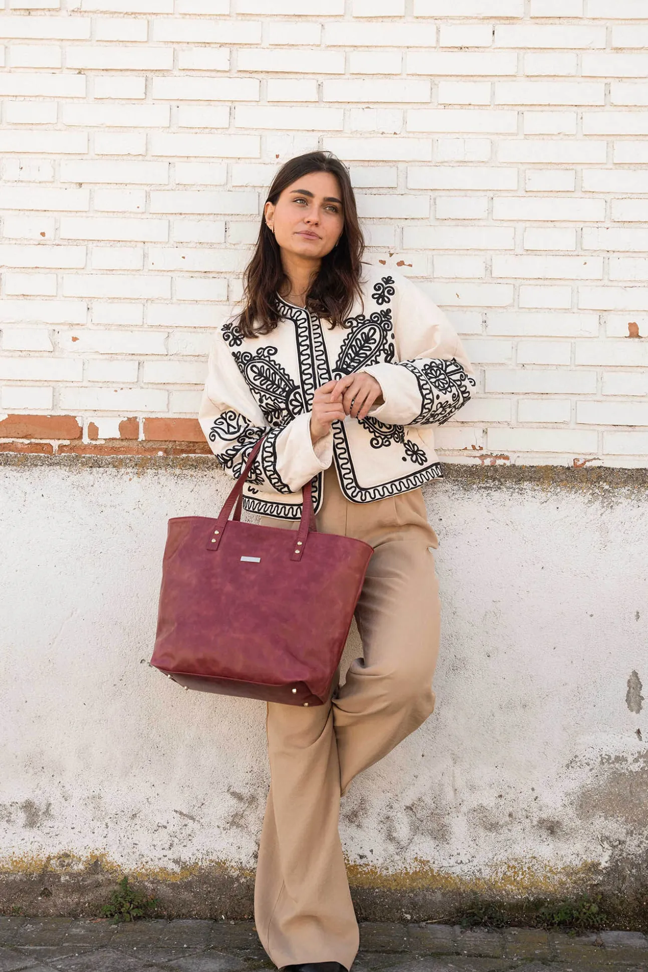 Shopper Arizona piel burdeos