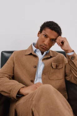 Sobrecamisa lana camel