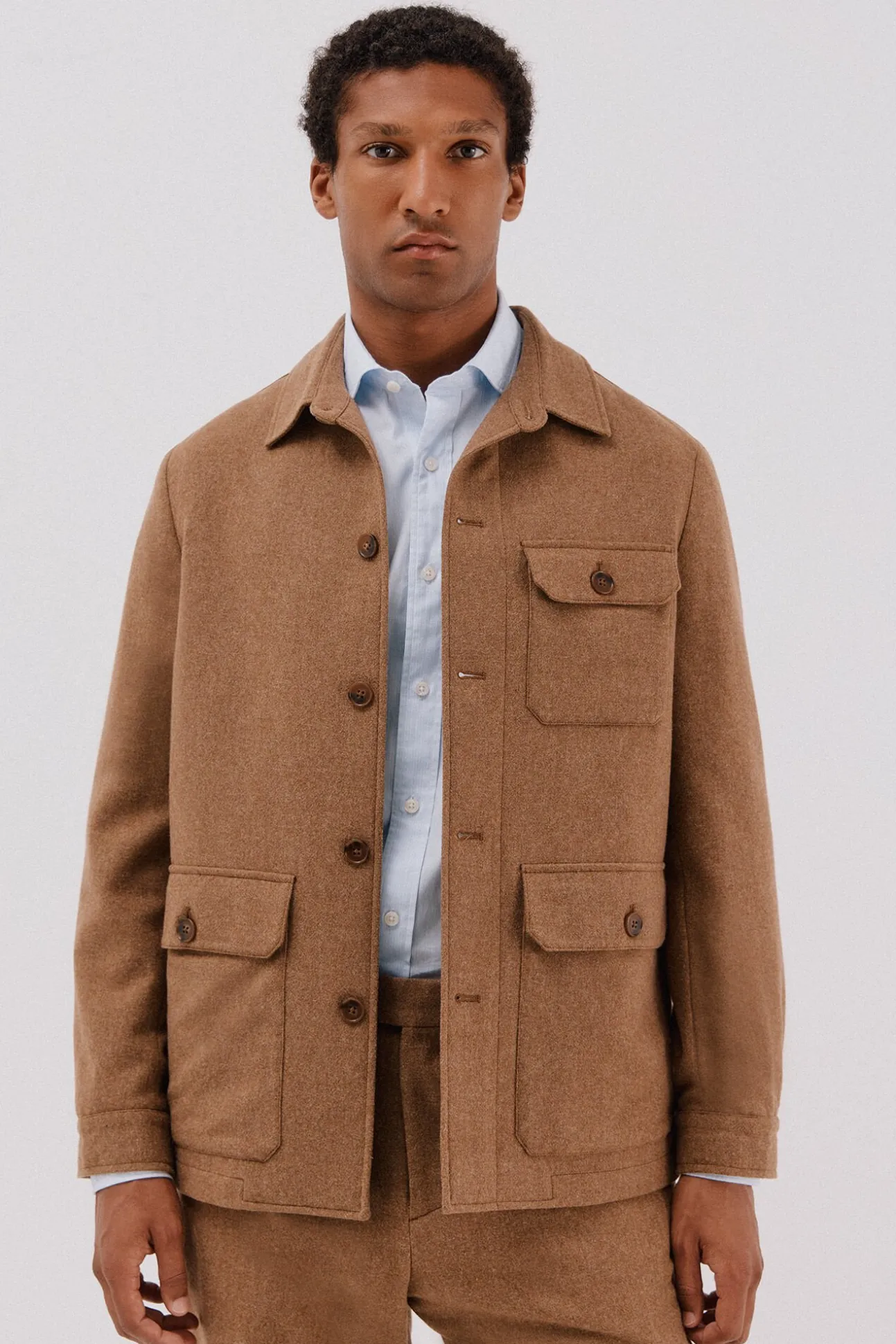 Sobrecamisa lana camel