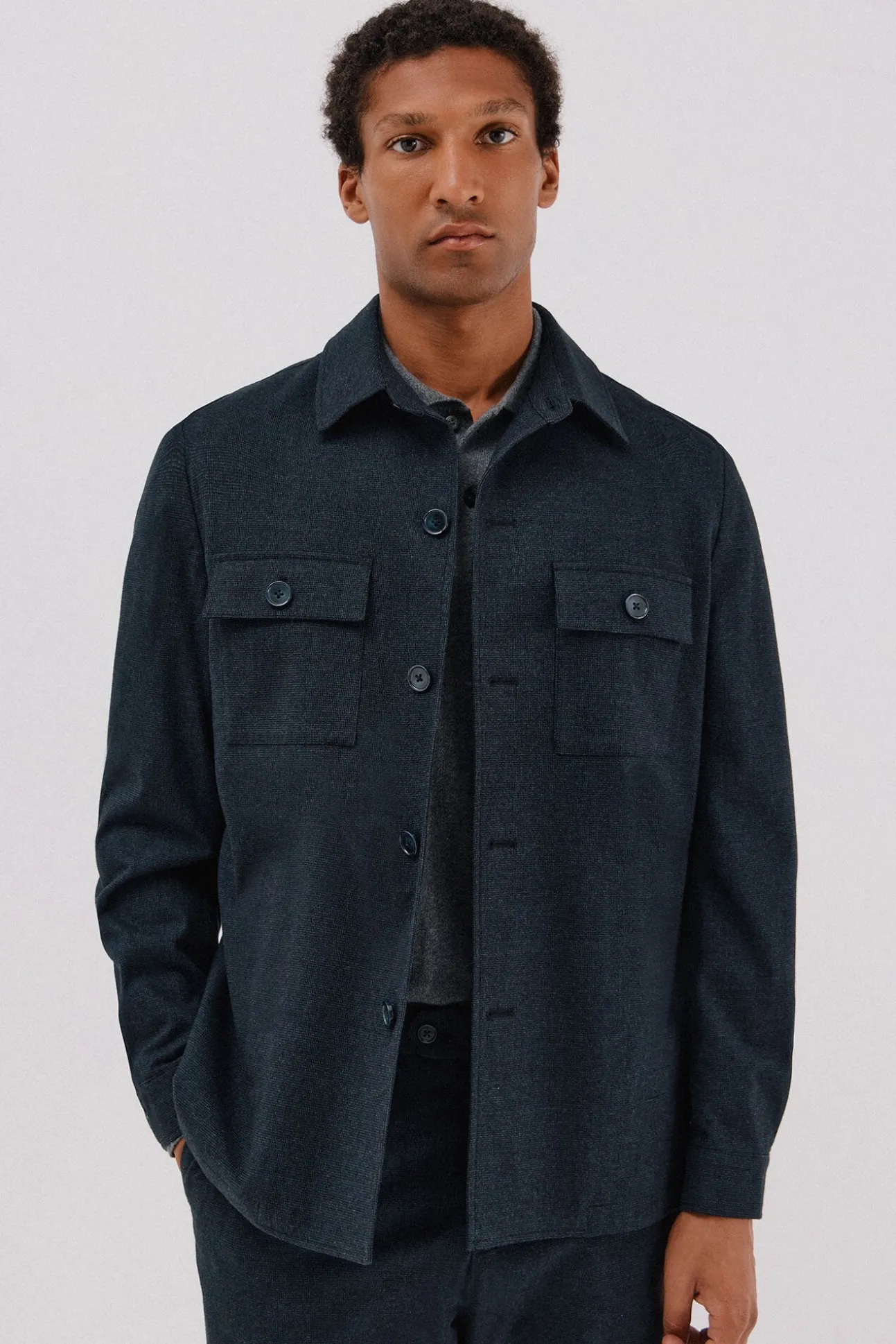 Sobrecamisa microcuadro algodón