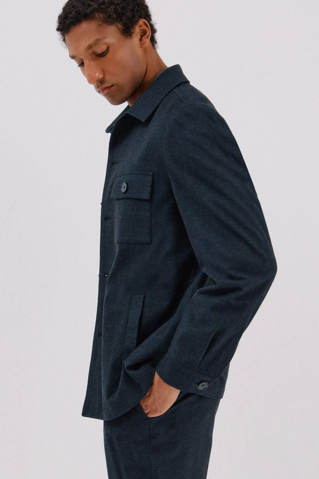 Sobrecamisa microcuadro algodón