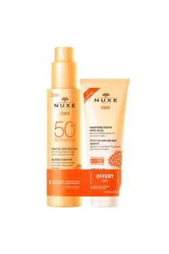 Spray Fundente Rostro y Cuerpo SPF 50 NUXE Sun+ Champú de Ducha After Sun 100ml DE REGALO