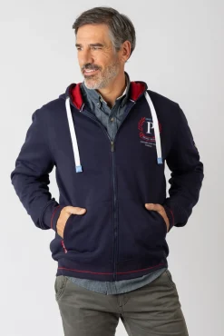 Sudadera abierta con capucha y bolsillos