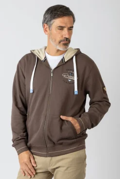 Sudadera abierta con capucha y bolsillos