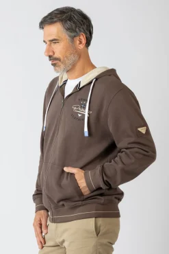 Sudadera abierta con capucha y bolsillos