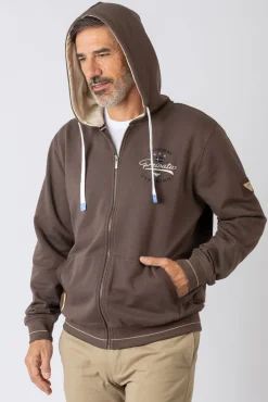 Sudadera abierta con capucha y bolsillos