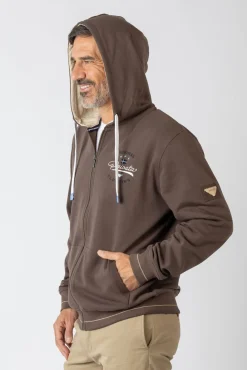 Sudadera abierta con capucha y bolsillos