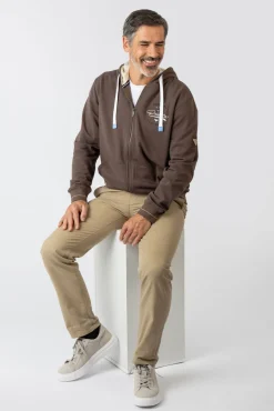 Sudadera abierta con capucha y bolsillos