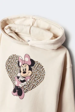 Sudadera con cpaucha Minnie leopardo niña