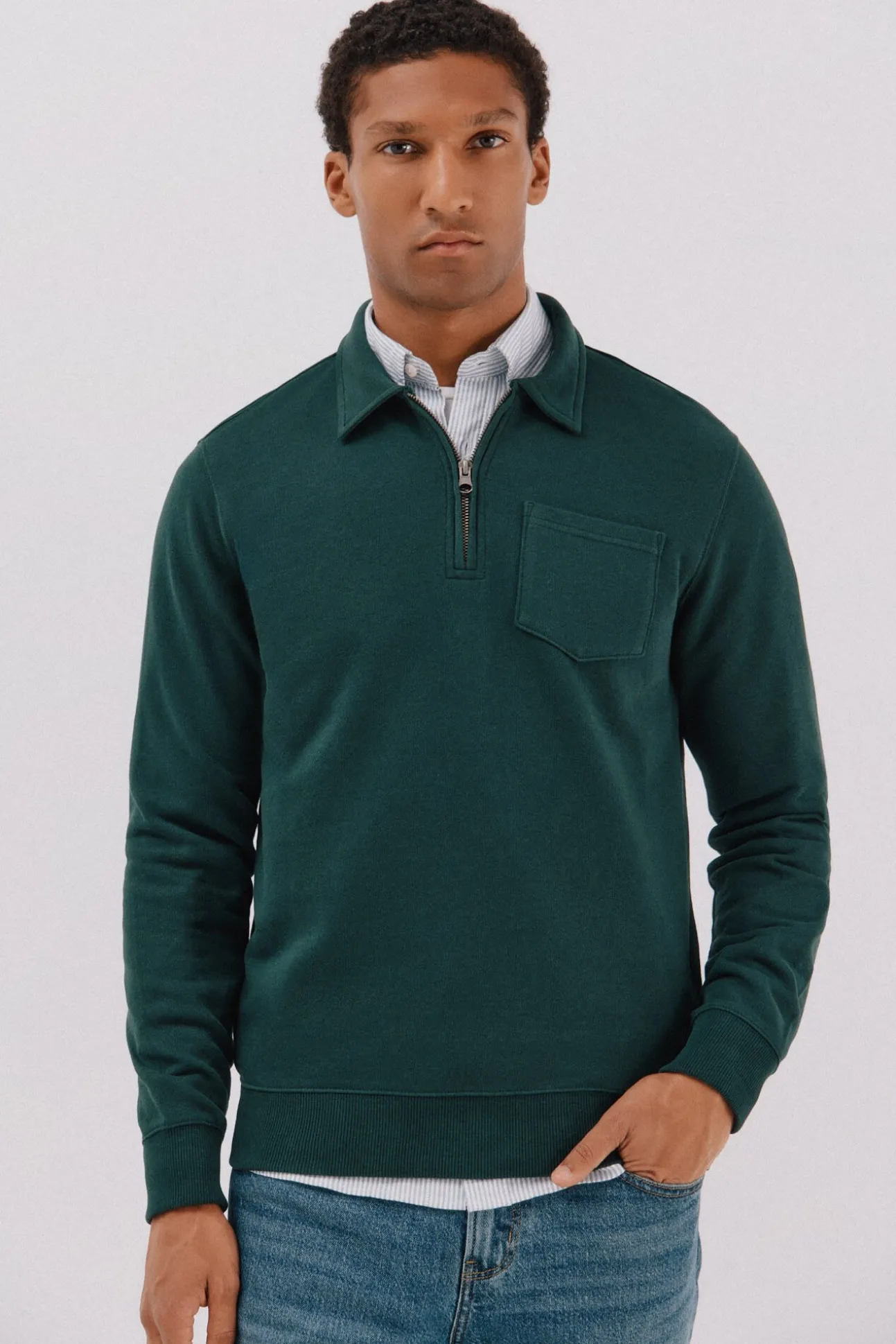 Sudadera cuello polo cremallera