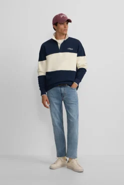 Sudadera cuello polo relaxed fit panel