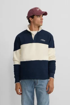 Sudadera cuello polo relaxed fit panel