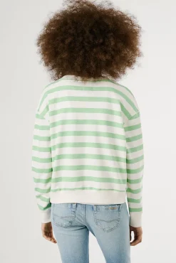 Sudadera de manga larga a rayas con logo frontal