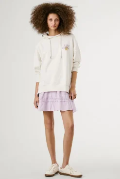 Sudadera de manga larga con capucha con logo bordado y dibujo en la parte trasera