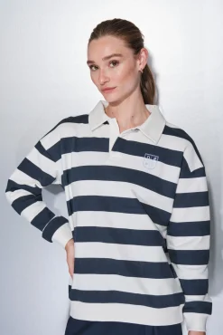 Sudadera felpa 100% algodón estampado rayas