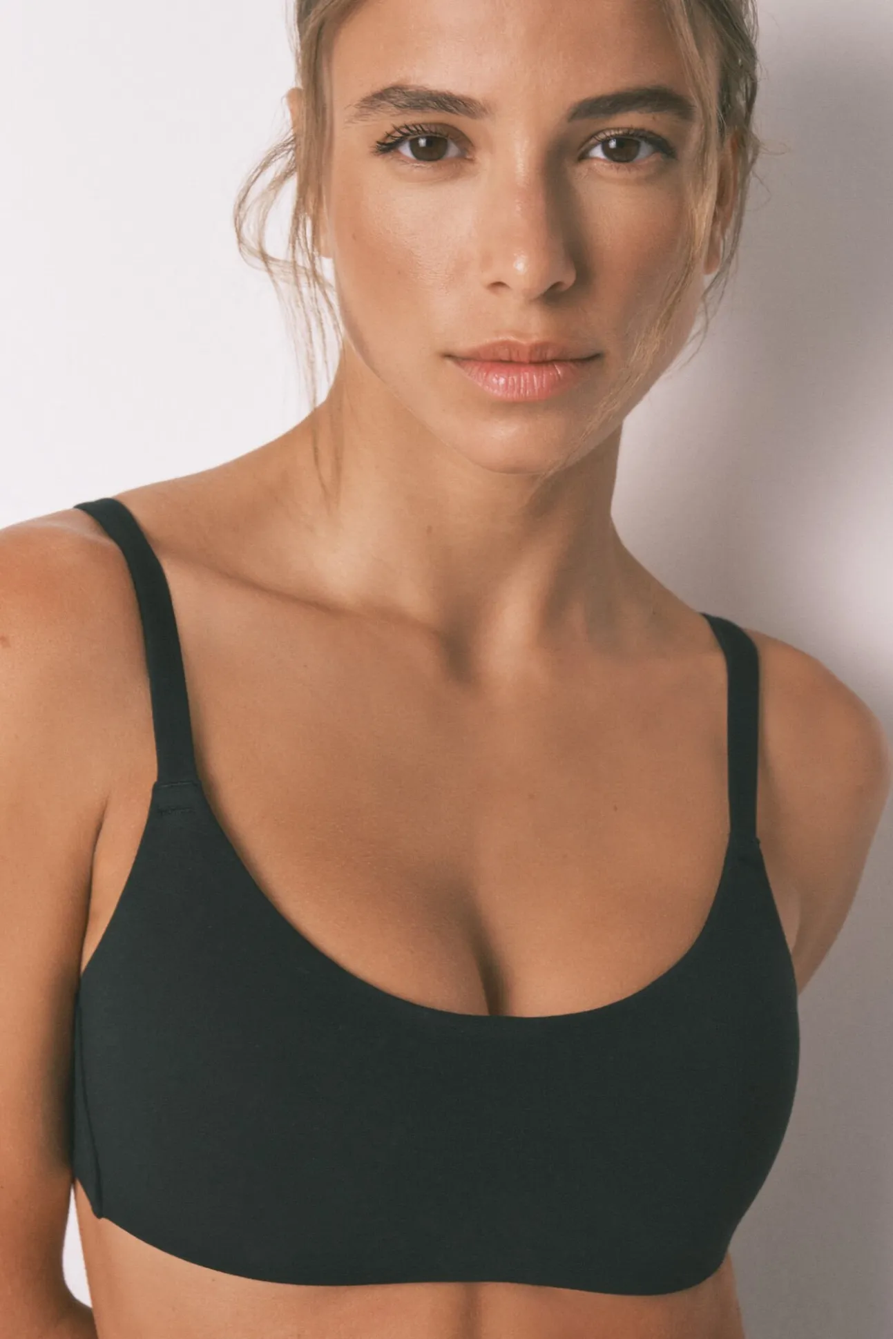 Sujetador tipo top algodón negro