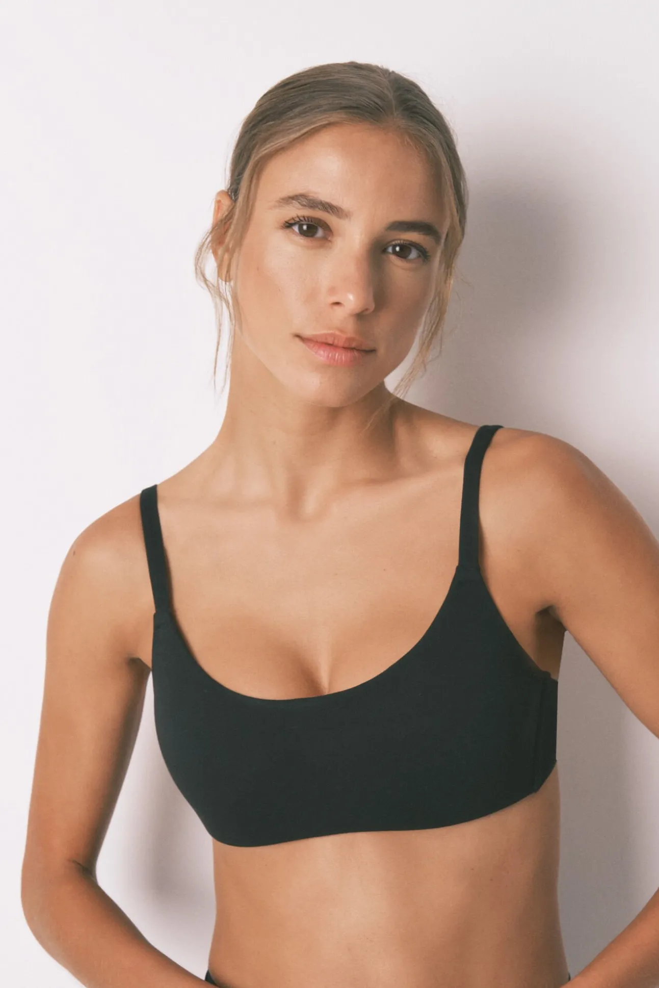 Sujetador tipo top algodón negro