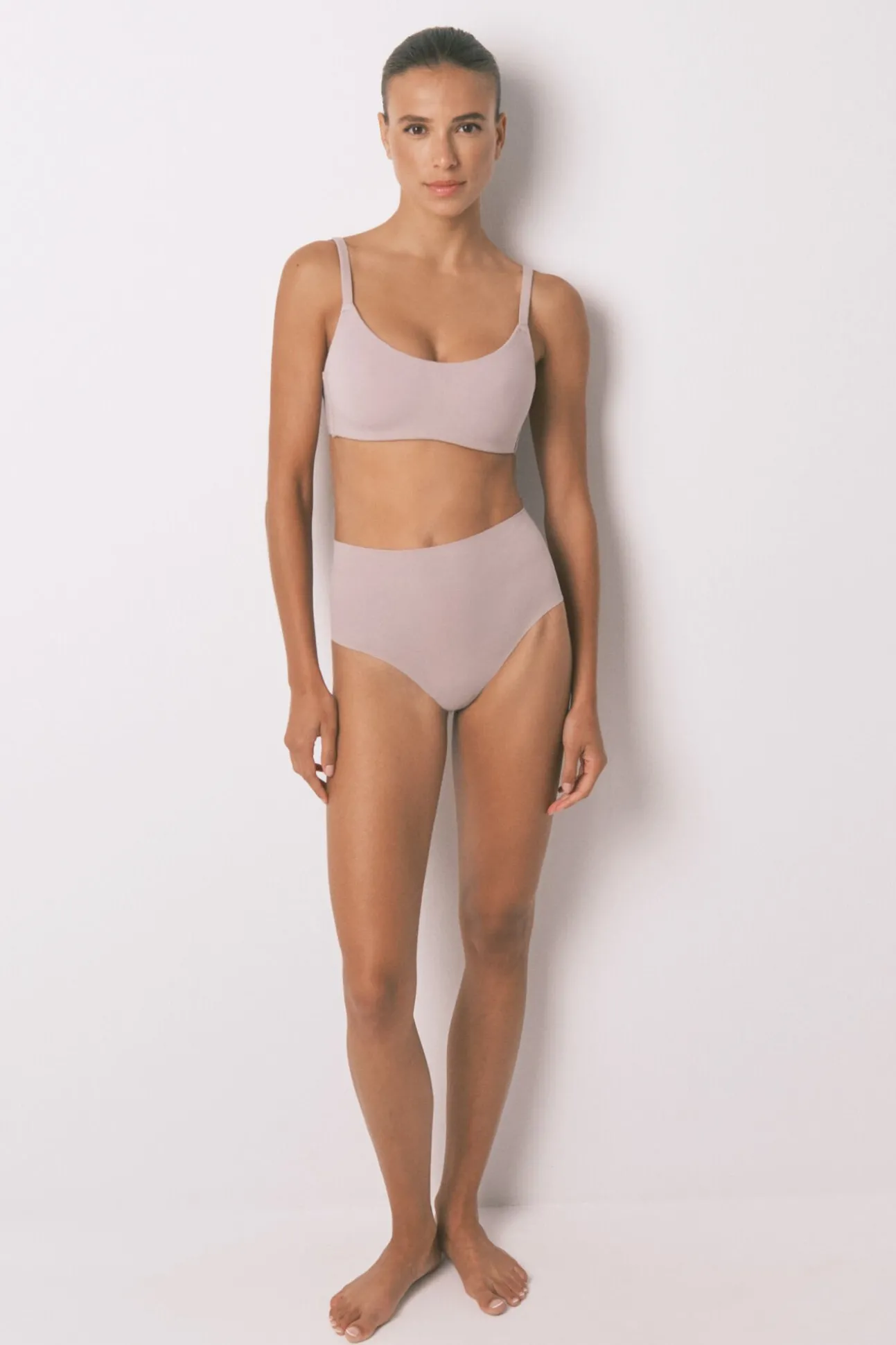 Sujetador tipo top algodón beige