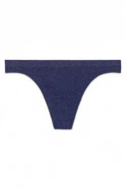 Tanga canalé seamless azul lurex
