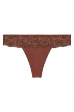 Tanga encaje cintura marrón