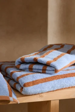 Toalla de baño de algodón de rizo a rayas azules Saturno