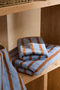 Toalla de baño de algodón de rizo a rayas azules Saturno