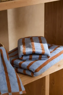 Toalla de baño de algodón de rizo a rayas azules Saturno