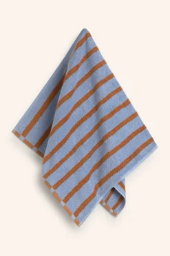 Toalla de baño de algodón de rizo a rayas azules Saturno