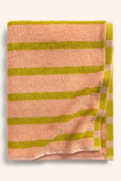 Toalla de baño de algodón de rizo a rayas rosas Saturno