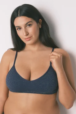 Top canalé seamless azul lurex