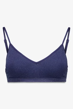 Top canalé seamless azul lurex