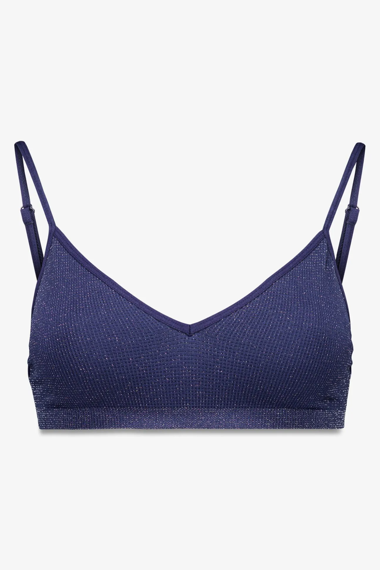 Top canalé seamless azul lurex