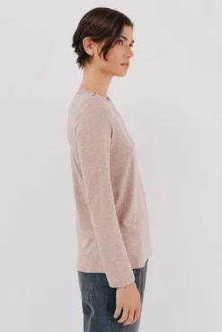 Top cuello barco botones dorados