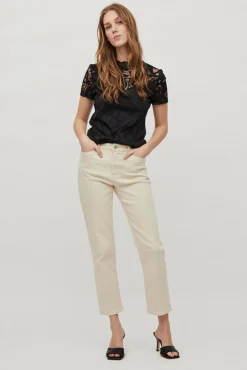 Top de encaje de manga corta