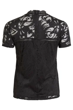 Top de encaje de manga corta