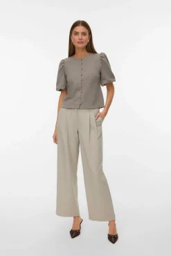 Top de manga abullonada