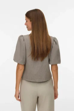 Top de manga abullonada